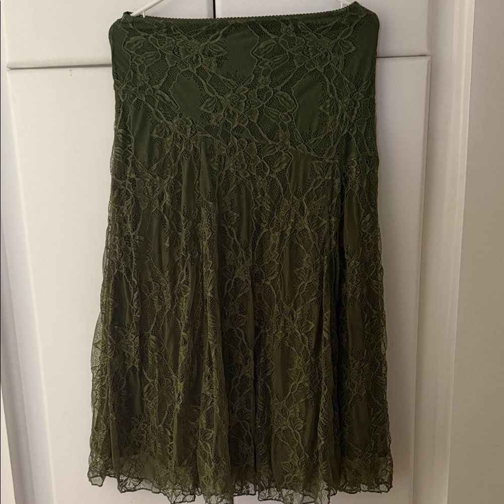 Chic Olive Lace A-Line Skirt